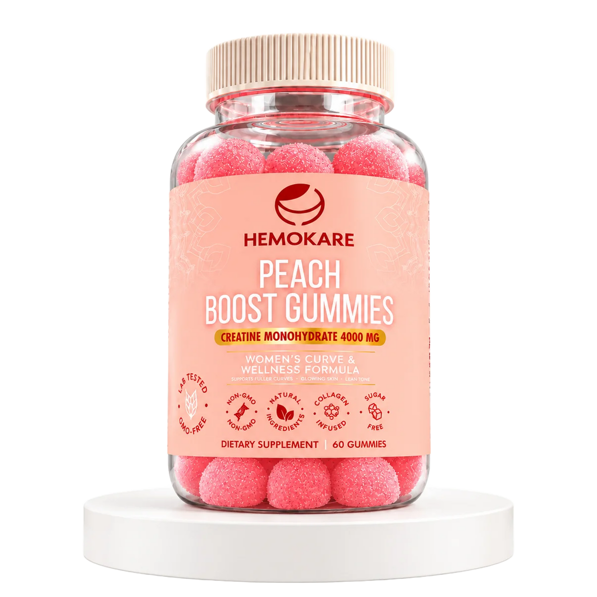 Hemokare Peach Boost Gummies – Creatine + Glute Support