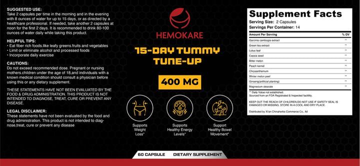 15-Day Tummy Tune-Up – 400mg Capsules – Digestive Reset with Herbs & Seaweed | Supports Gut Balance, Bloat Relief & Regularity