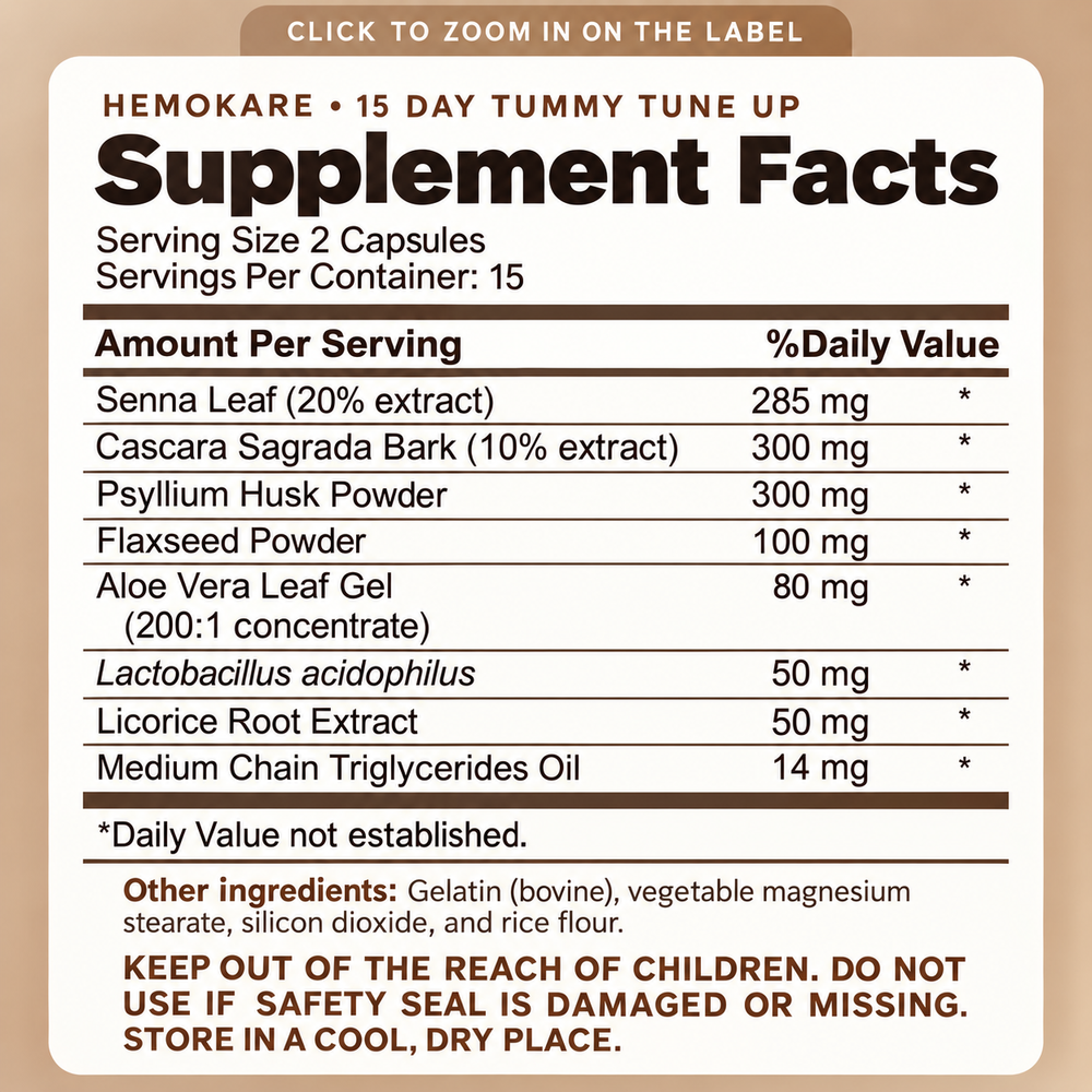 15-Day Tummy Tune-Up – 400mg Herbal Cleanse Capsules