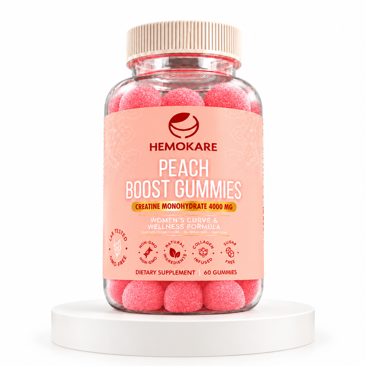 Hemokare Peach Boost Gummies – Creatine + Glute Support